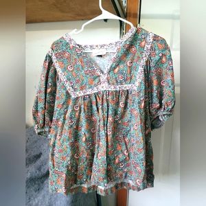 Large Universal Thread Womens Floral Short Sleeve Shirt